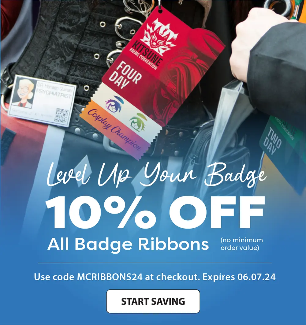 badge ribbon sale 10% off all ribbons code MCRIBBONS24