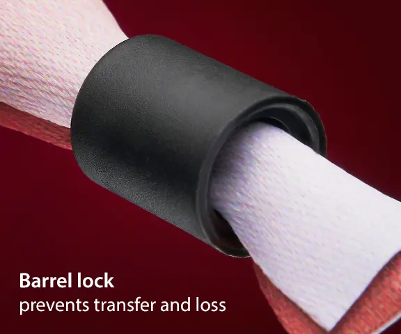 Custom dye-sublimated wristband with barrel lock to prevent transfer