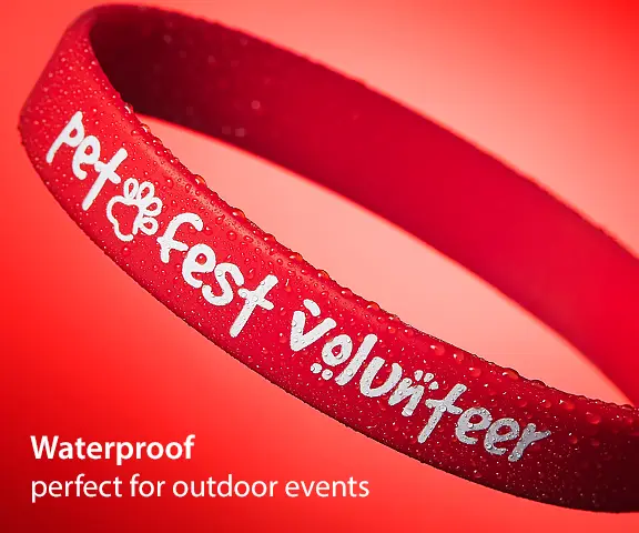 Waterproof silicone wristbands for outdoor events