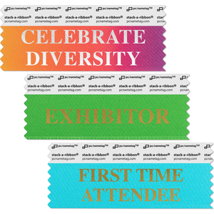 con ribbons for name tags and event badges