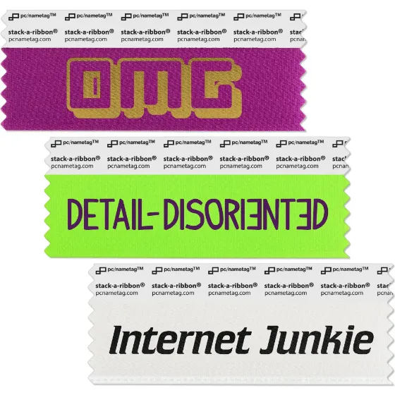 fun badge ribbons for name tags at conferences
