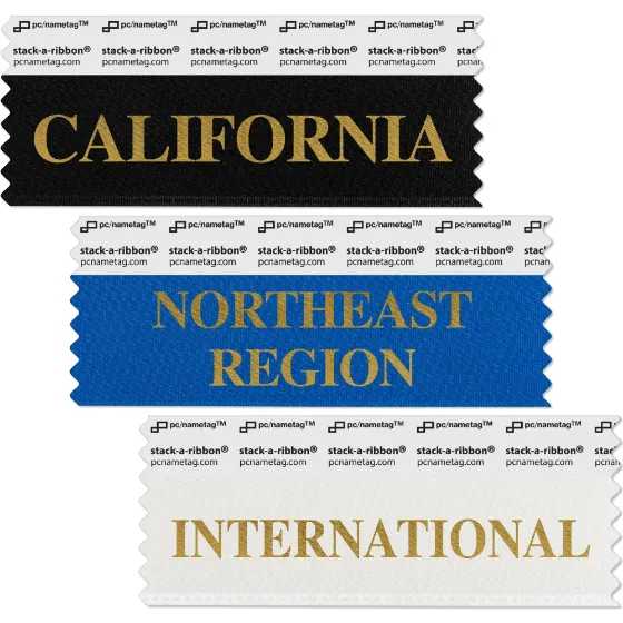 regional and state badge ribbons to identify attendee locations