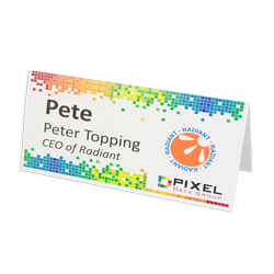 bulk name tents, place cards, and name tag holders for meetings and events