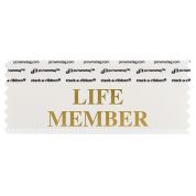 4" x 1-5/8" LIFE MEMBER stack-a-ribbon ®, White