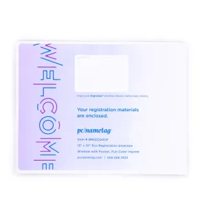 13" x 10" custom Eco Paper Registration Envelope has printer-friendly Digiclear material