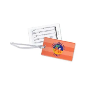 loop attached to luggage tag with clear back 