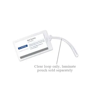 Clear luggage loop attached to luggage tag
