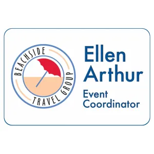3" x 2" full color plastic employee name tags pre-printed with your company information
