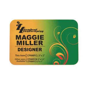 3" x 2" full color metal employee name tags pre-printed with your company information