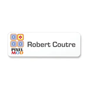 3" x 1" budget friendly full color employee name tags pre-printed with your company information