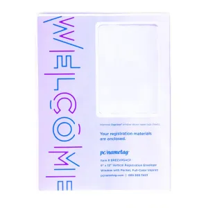 Custom vertical registration envelope with printer-friendly window material
