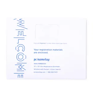 13" x 10" custom Eco Paper Registration Envelope has printer-friendly Digiclear material