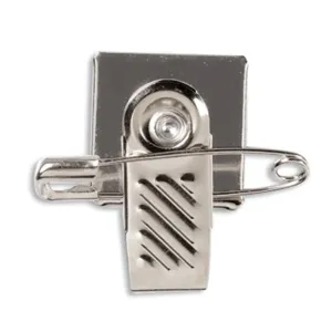 Adhesive pin and clip for name tag and badges