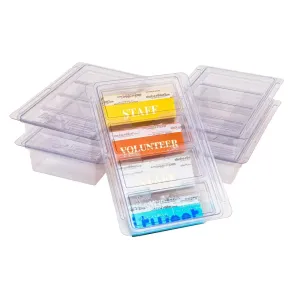 Plastic badge ribbon organizer with individual compartments