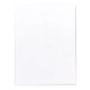 Blank vertical registration envelope with printer-friendly window material