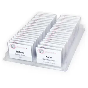 Reusable event registration desk organizer holds name tags and badge holders
