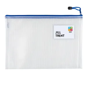 plastic conference envelope with zipper holds ID or business card