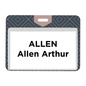 4 inch x 3 inch event badge with pocket for a name tag