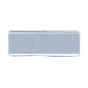 Reusable 3" x 1" silver metal employee name tag