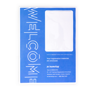 Custom vertical registration envelope with printer-friendly window material