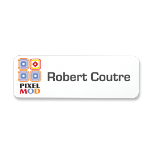 3" x 1" budget friendly full color employee name tags pre-printed with your company information