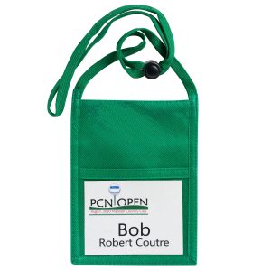 Name Tag Neck Wallet holds a 4"x3" name tag with adjustable lanyard