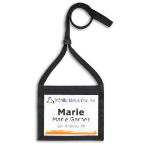 small neck wallet can hold a 4"x3" paper name tag