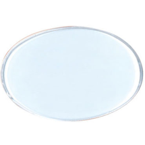 Reusable white oval metal employee name tag