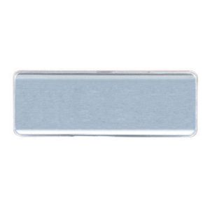 Reusable 3" x 1" silver metal employee name tag