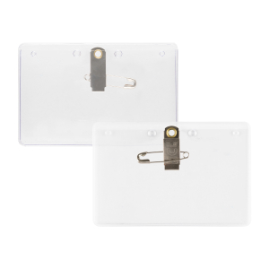 clear 4 x 2-1/2 name tag holder with clip and pin