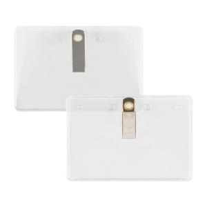 clear 3-1/2" x 2-1/4" name tag holder with clip
