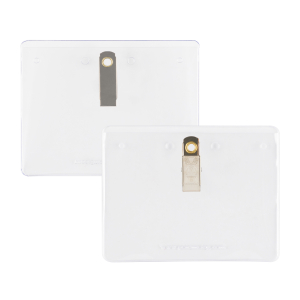 easy to fill 4"x3" name tag holders with clip are reusable