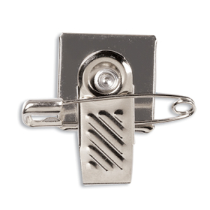 Adhesive pin and clip for name tag and badges