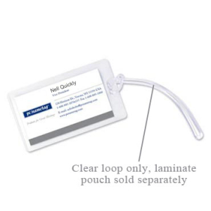 Clear luggage loop attached to luggage tag