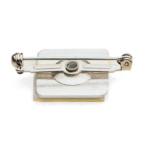 Adhesive pin attachment for name tag and badges