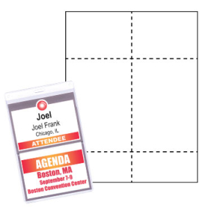 4-1/4" x 6" Agenda Paper inserts with Name Tag are compatible with laser and inkjet printers