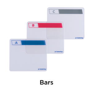 Event badge organizer labels include 26 alphabetical, 4-1/4" x 3-2/3" divider tabs from A to Z