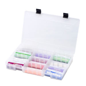 Plastic badge ribbon carrying case with compartments