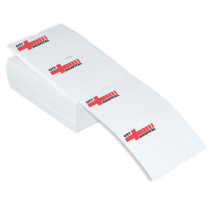 Customized 4x3 Single-sided event badge with white borders  
