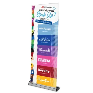 Comic convention banner for collecting badge ribbons