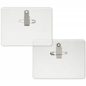Biodegradable 4"x3" name tag holders with pin and clip for events