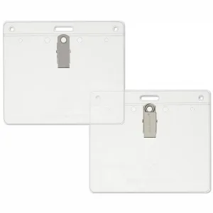 clear 4x3 name tag holder with clip and single slot