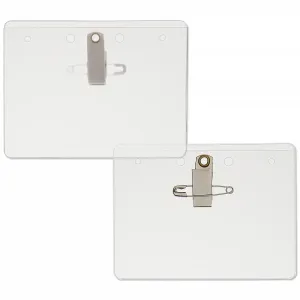 4inx3in reusable and recyclable name tag holders that are easy to read at a distance