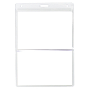 Two pocket badge holder can hold both a 4-1/4x6 event agenda and 4x3 Name Tag