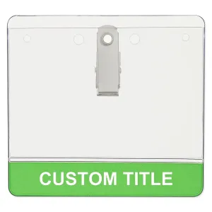 3-1/2" x 2-1/4" color coded name tag holder that clips to clothing