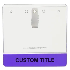 4" x 3" color coded name tag holder that clips to clothing