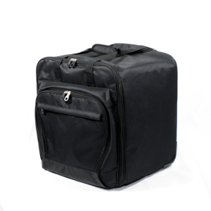 Event organization luggage case has a retractable multi-position handle and gliding wheels