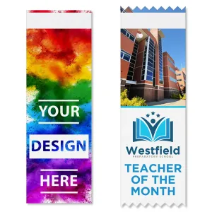 2 inch x 6 inch custom vertical badge ribbon