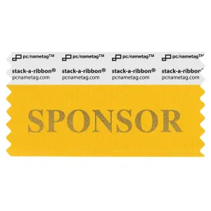 S3SPONGOGO gold badge ribbon with sponsor in gold lettering