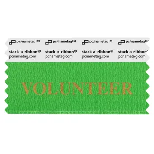 S3VOLUGRGO green badge ribbon with volunteer in gold lettering